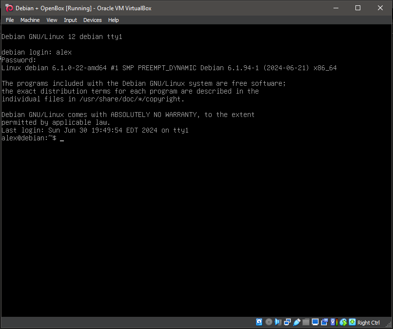 Boot the system -- Logged In